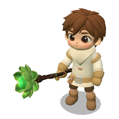 Whisperleaf Staff worn by a character